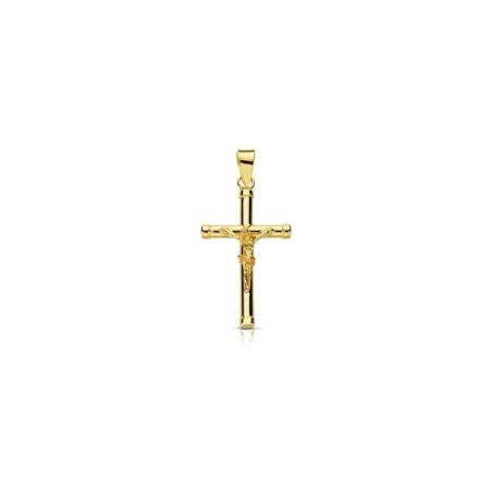 Cruz de Oro Tubo Redondo Cristo 2mm