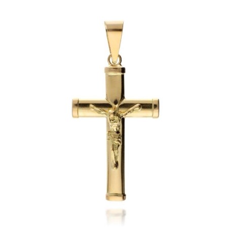 Cruz de Oro Tubo Oval Cristo 3mm