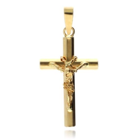 Cruz de Oro Tubo Hexagonal Cristo