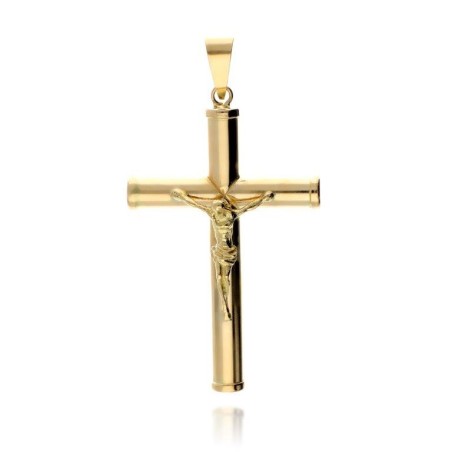 Cruz de Oro Tubo Redondo Cristo 1,5mm