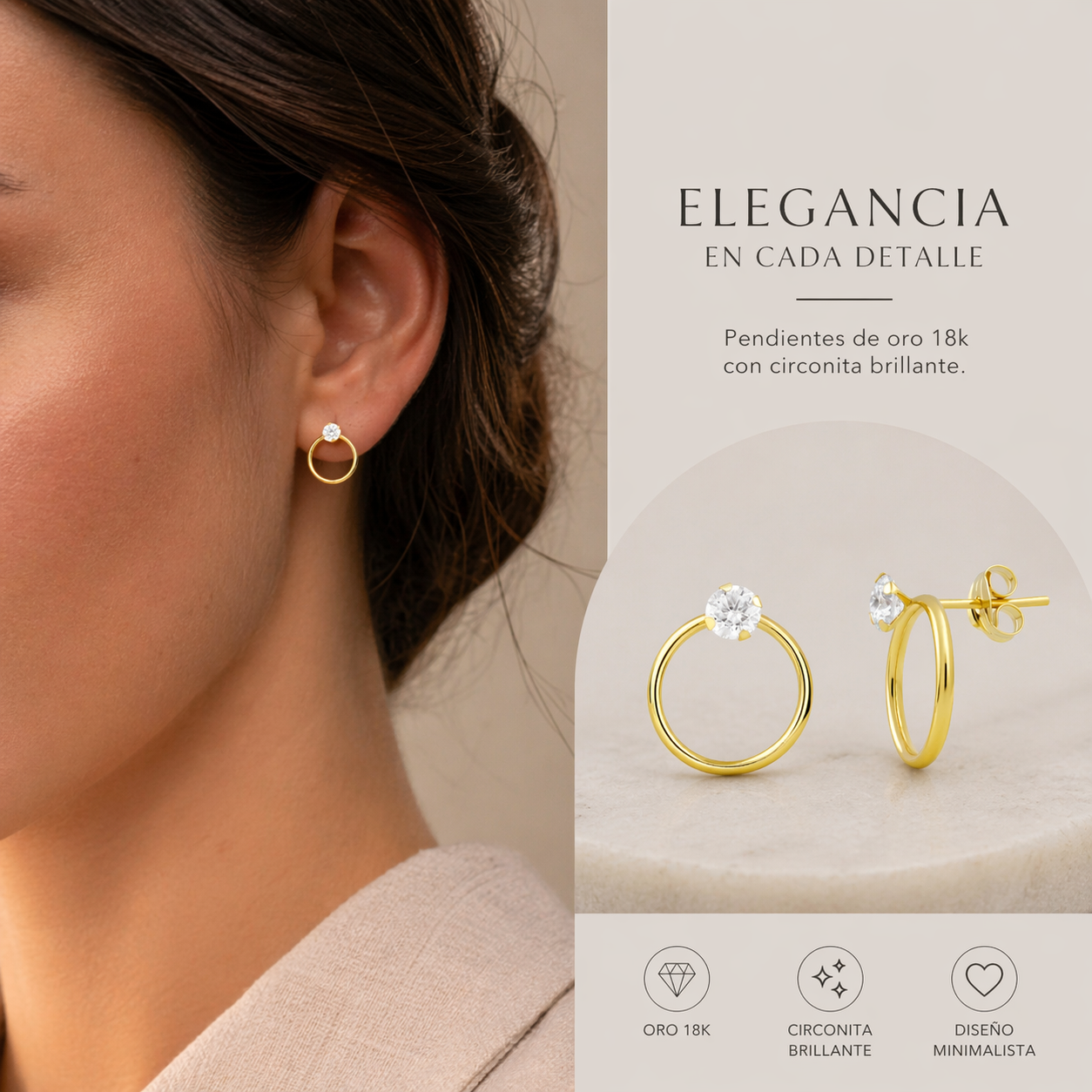 Pendientes Oro 18 quilates 750 Circonita