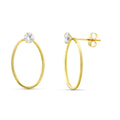 Pendientes Aro Oval de Oro 18 Quilates con Circonita 13 mm