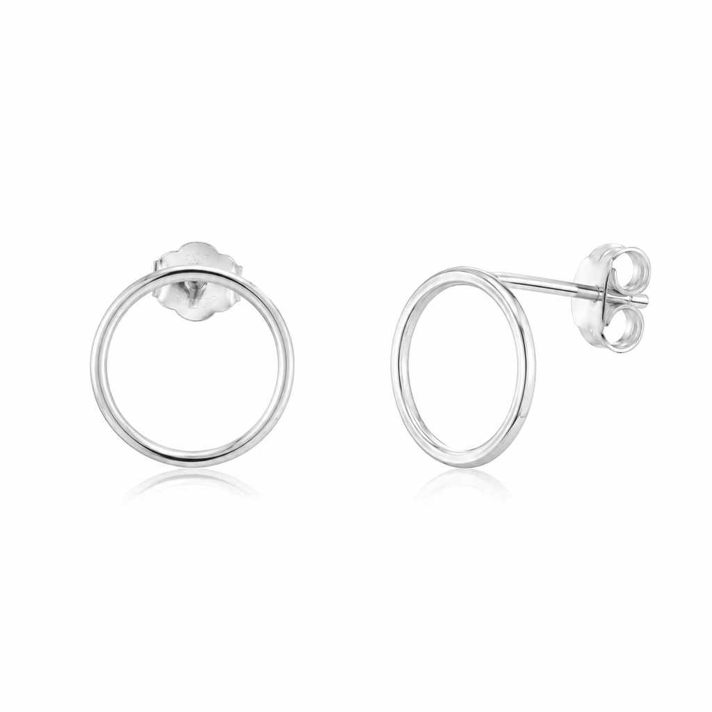 Pendientes de Plata de Ley 925 Círculo Calado 12mm