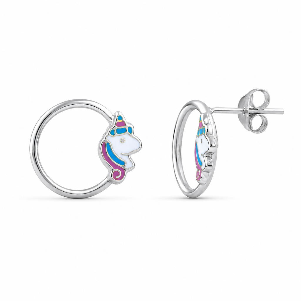 Pendientes de Plata 925 Unicornio Multicolor