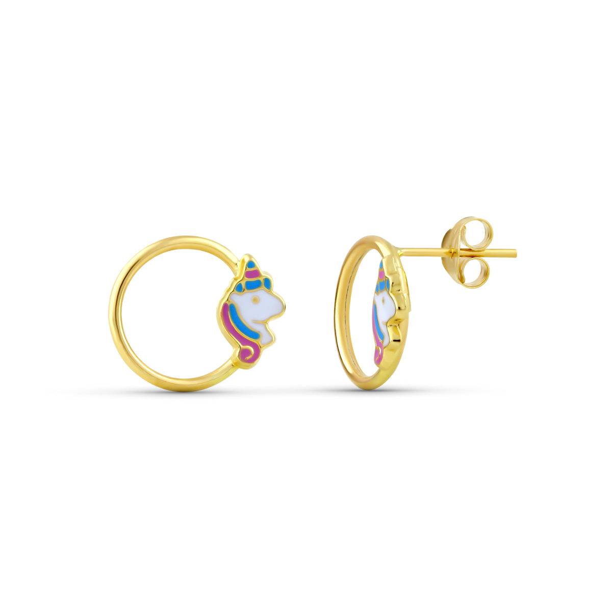 Pendientes de Oro 18 quilates 750 Unicornio Multicolor