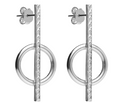 Pendientes de Plata de Ley – Diseño Geométrico Circular y Barra Texturizada