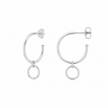 Pendientes Aro de Plata de Ley con Colgante Circular –  16 mm