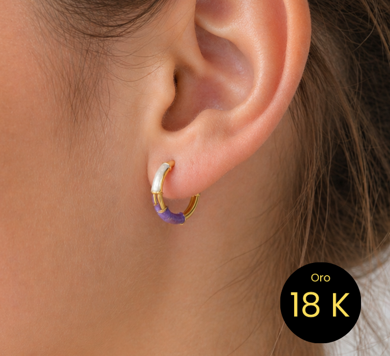 Pendientes de Oro 18 quilates 750 Esmalte