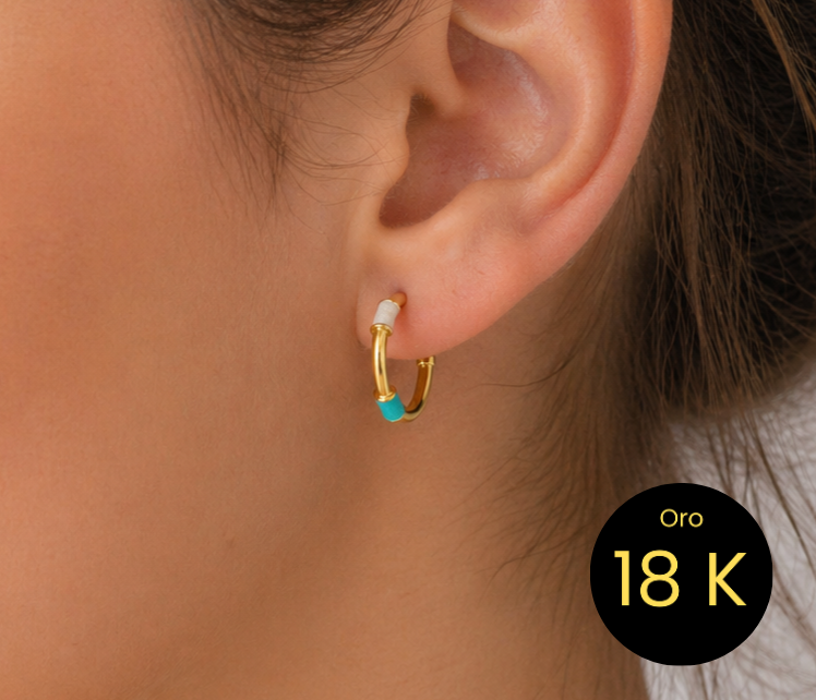 Pendientes Oro 18 quilates 750 Esmalte