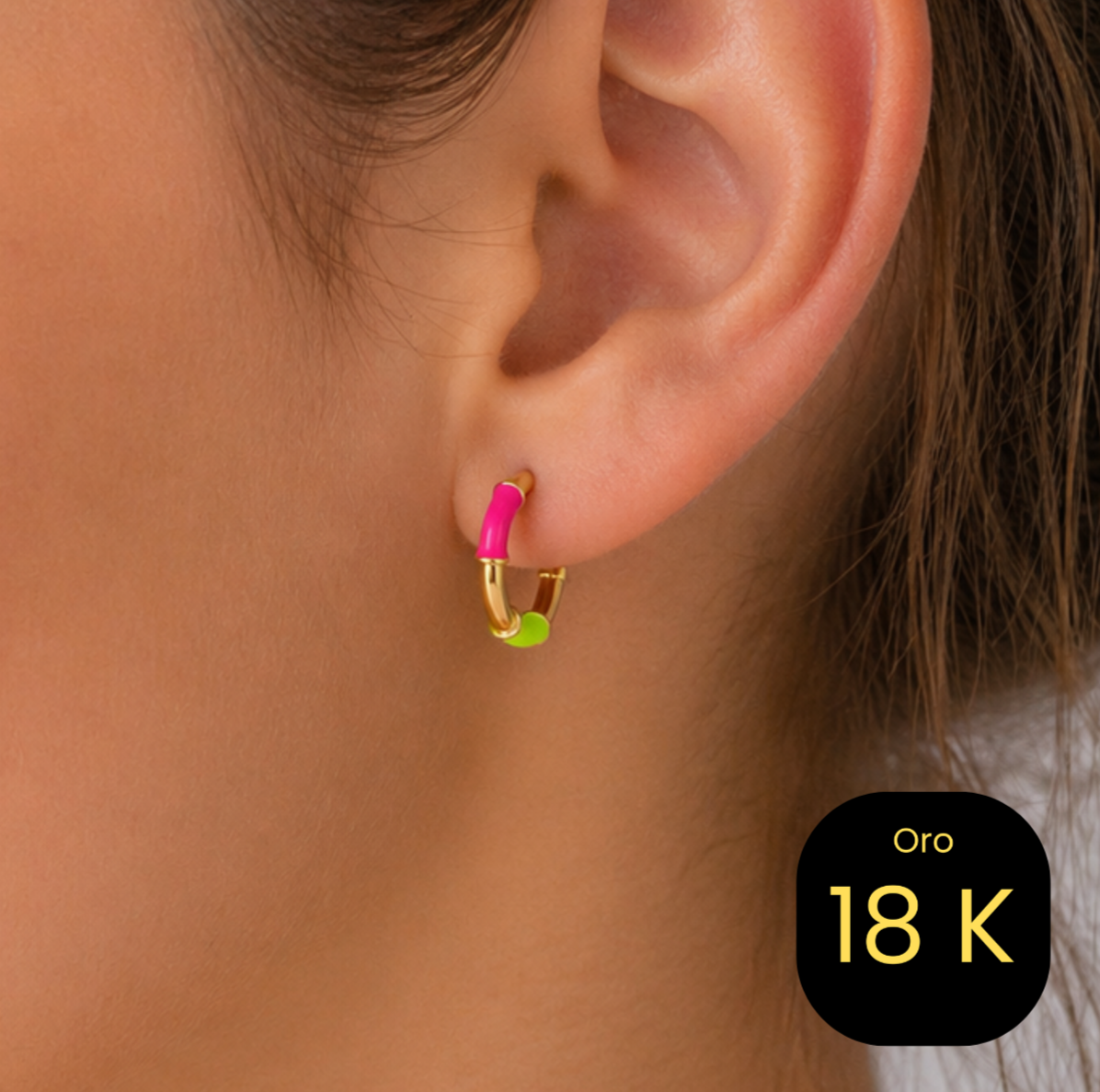 Pendientes Oro 18 quilates 750 Esmalte
