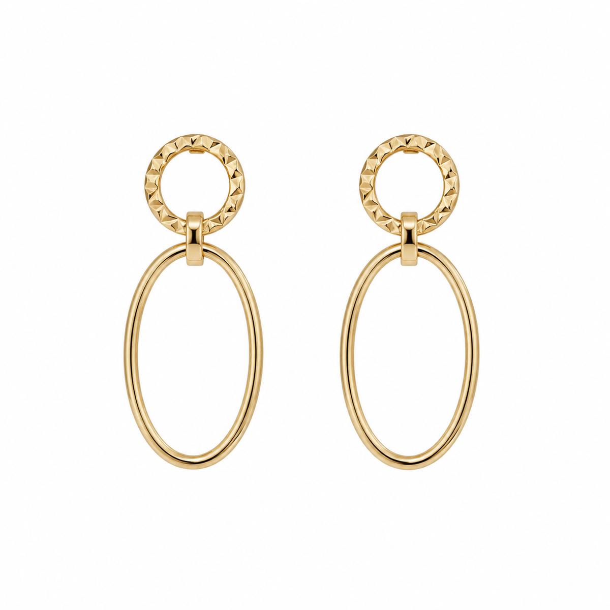 Pendientes de Aro Oval de Oro 18 Quilates 2 cm
