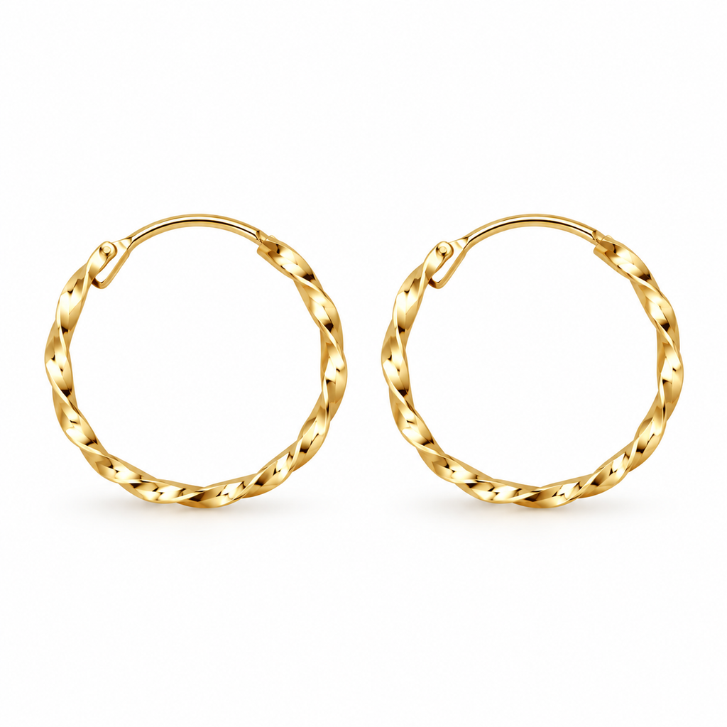 Aros de Oro de 9K con Diseño Trenzado de 12 mm