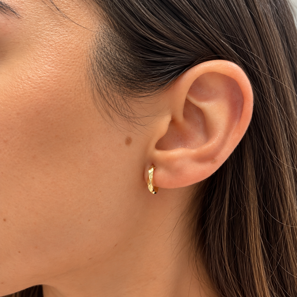 Aros de Oro de 9K con Diseño Trenzado de 12 mm