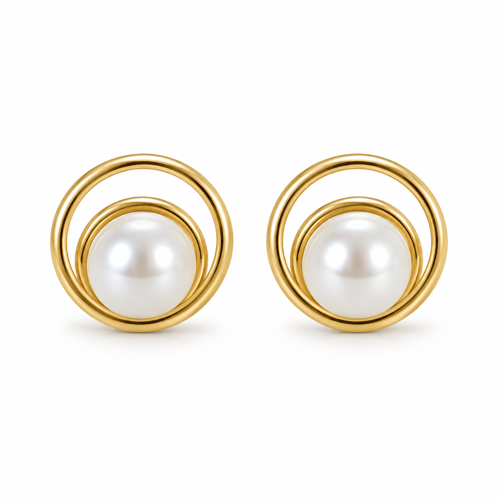 Pendientes de Oro 9K con Perla 15 mm