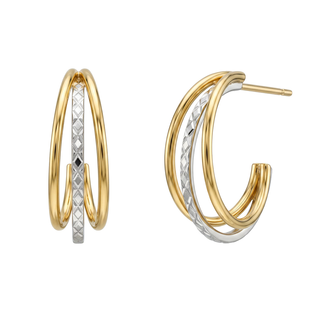 Pendientes Aro Triple Oro 18 kilates Bicolor