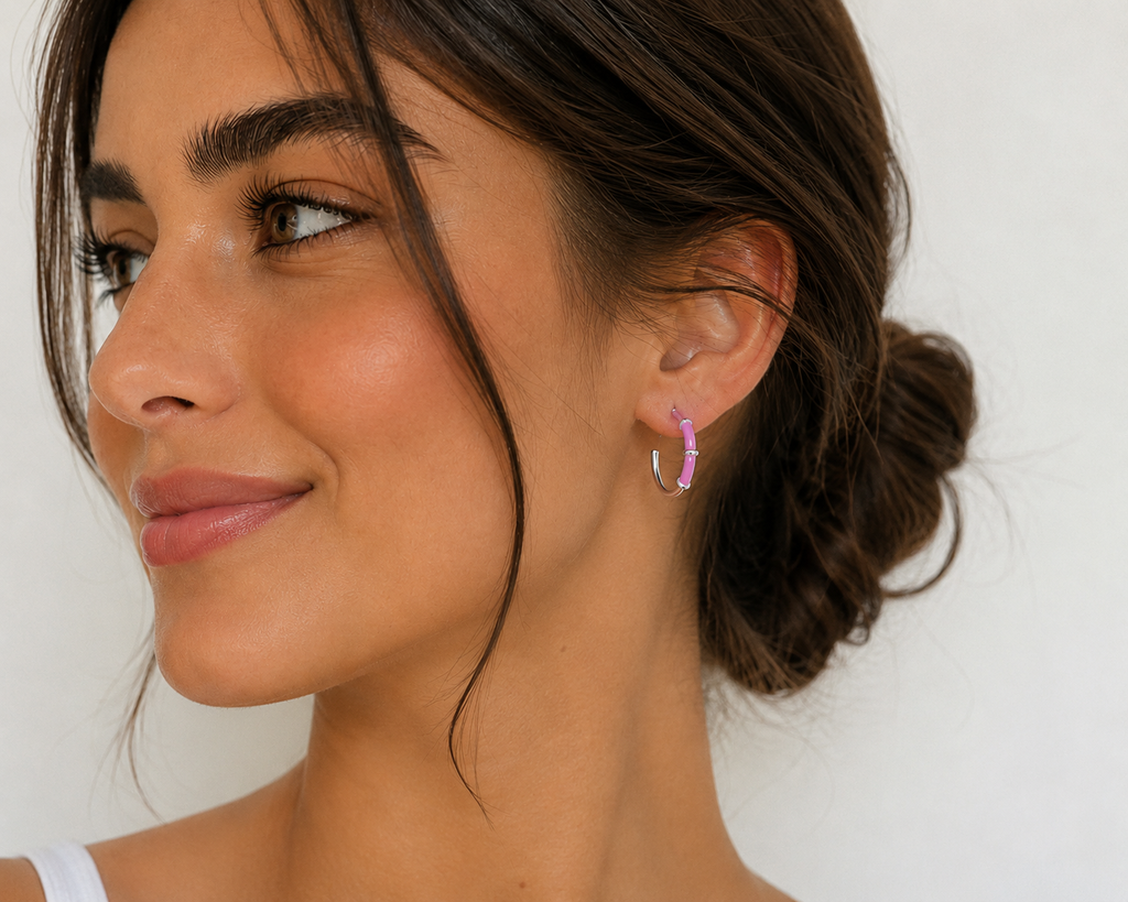 Pendientes Aro Esmaltado – Plata de Ley 925