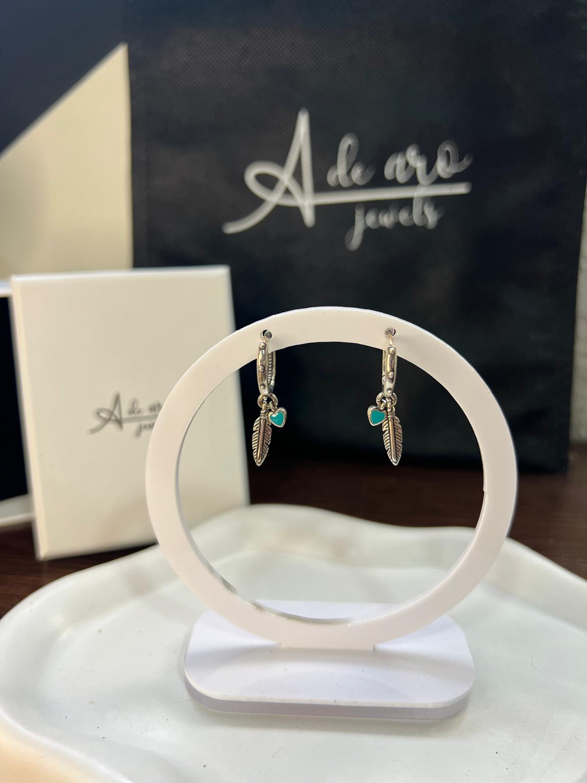 Pendientes de Plata 925 con Pluma y Corazón