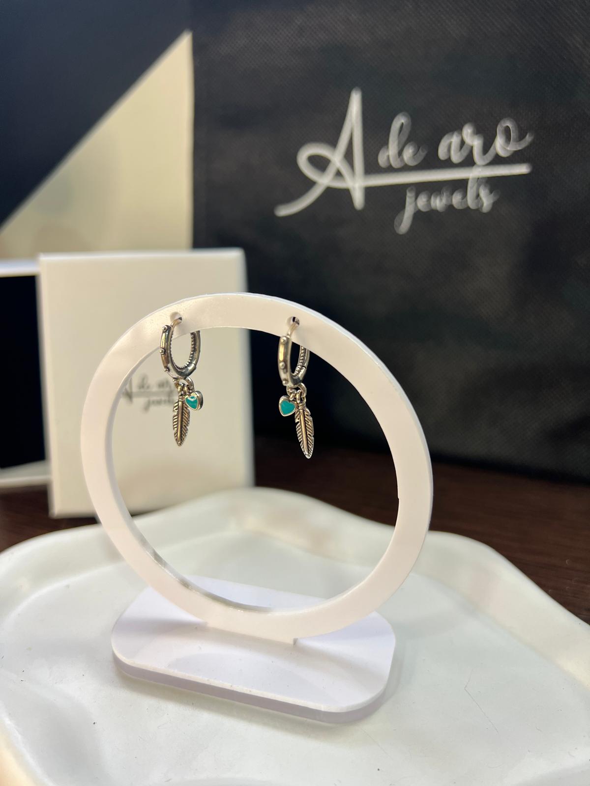 Pendientes de Plata 925 con Pluma y Corazón