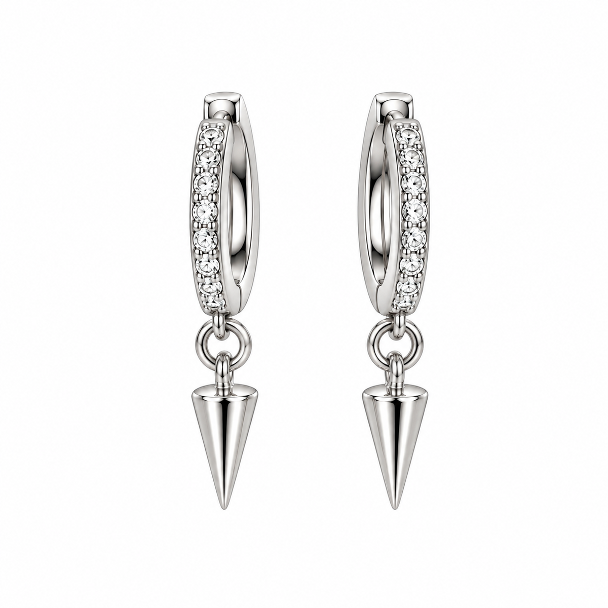 Pendientes de Plata 925 con Aro y Colgante de Punta