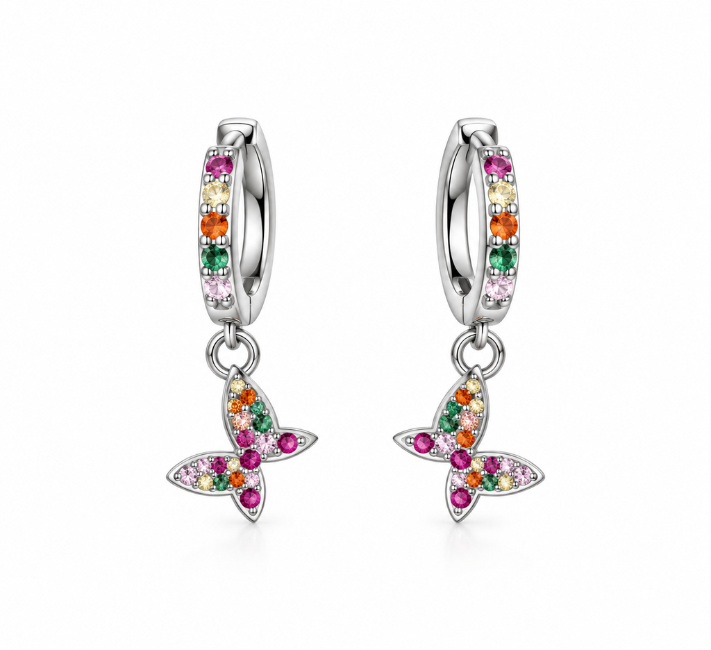 Pendientes de Plata 925 con Circonitas de Colores