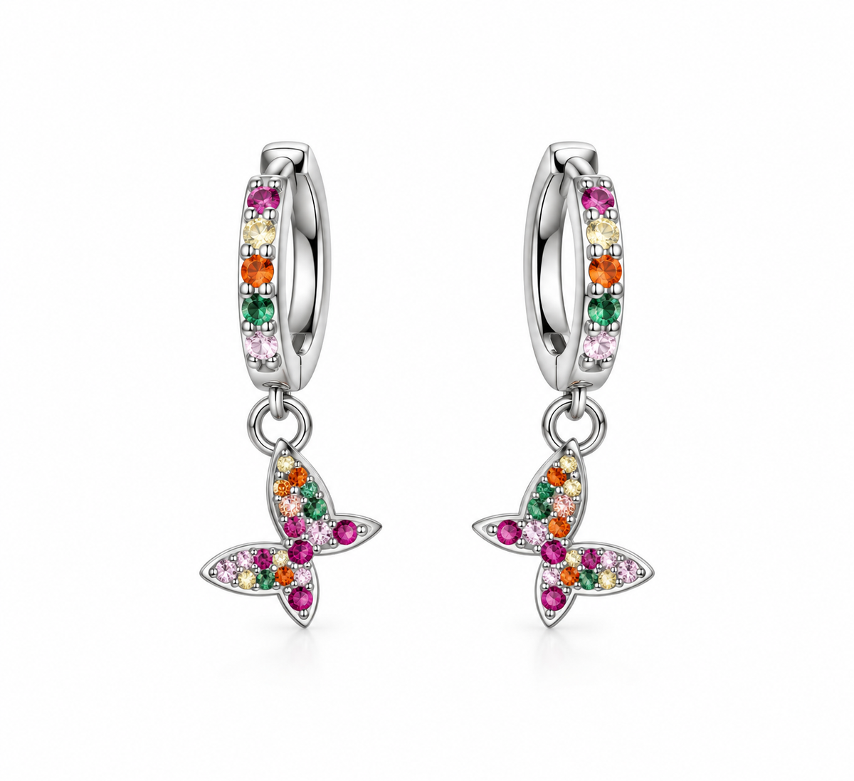 Pendientes de Plata 925 con Circonitas de Colores