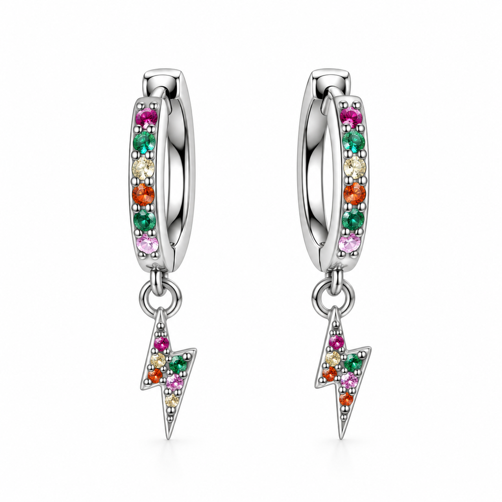 Pendientes de Plata 925 con Circonitas de Colores