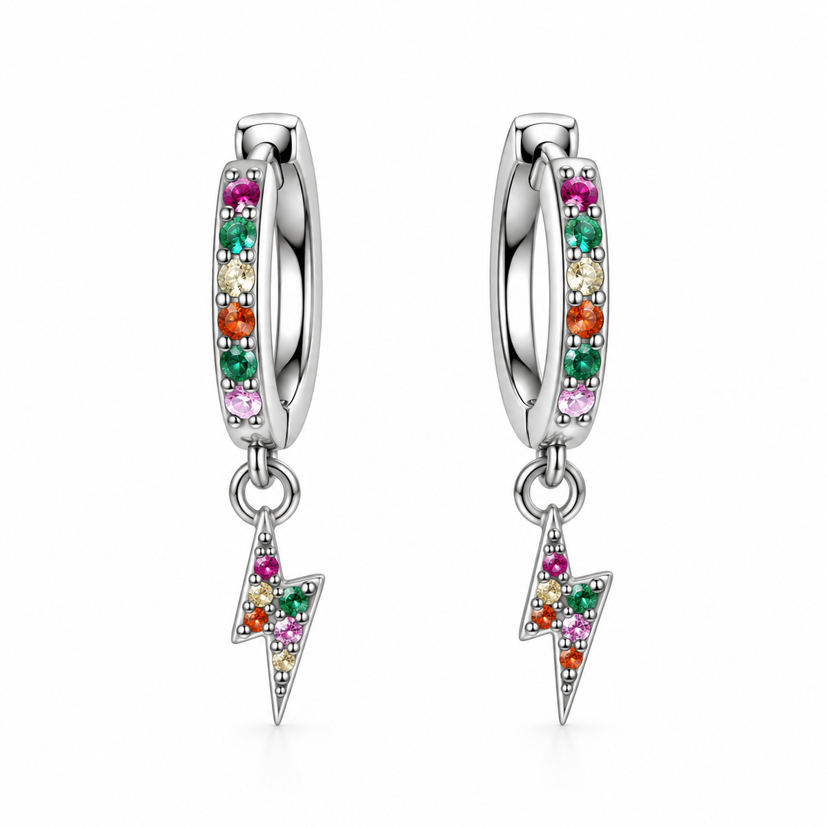 Pendientes de Plata 925 con Circonitas de Colores