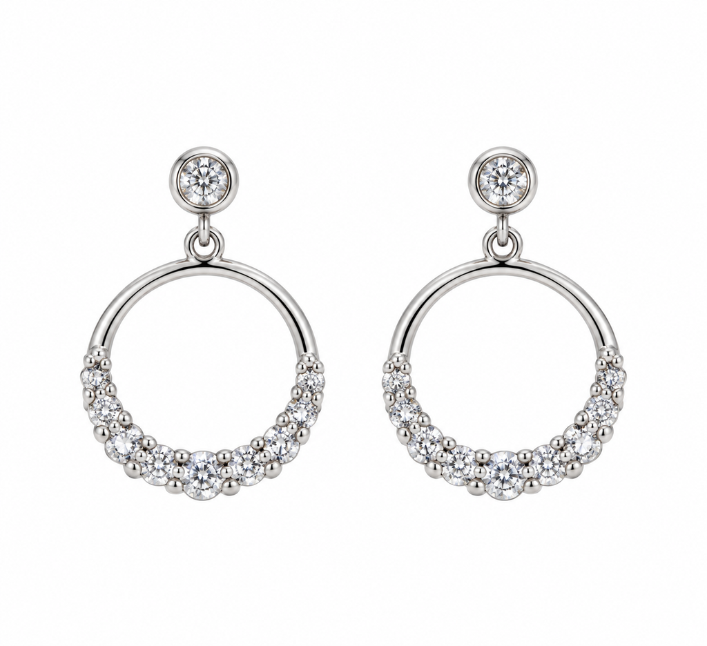 Pendientes de Plata 925 con Circonitas y Aro