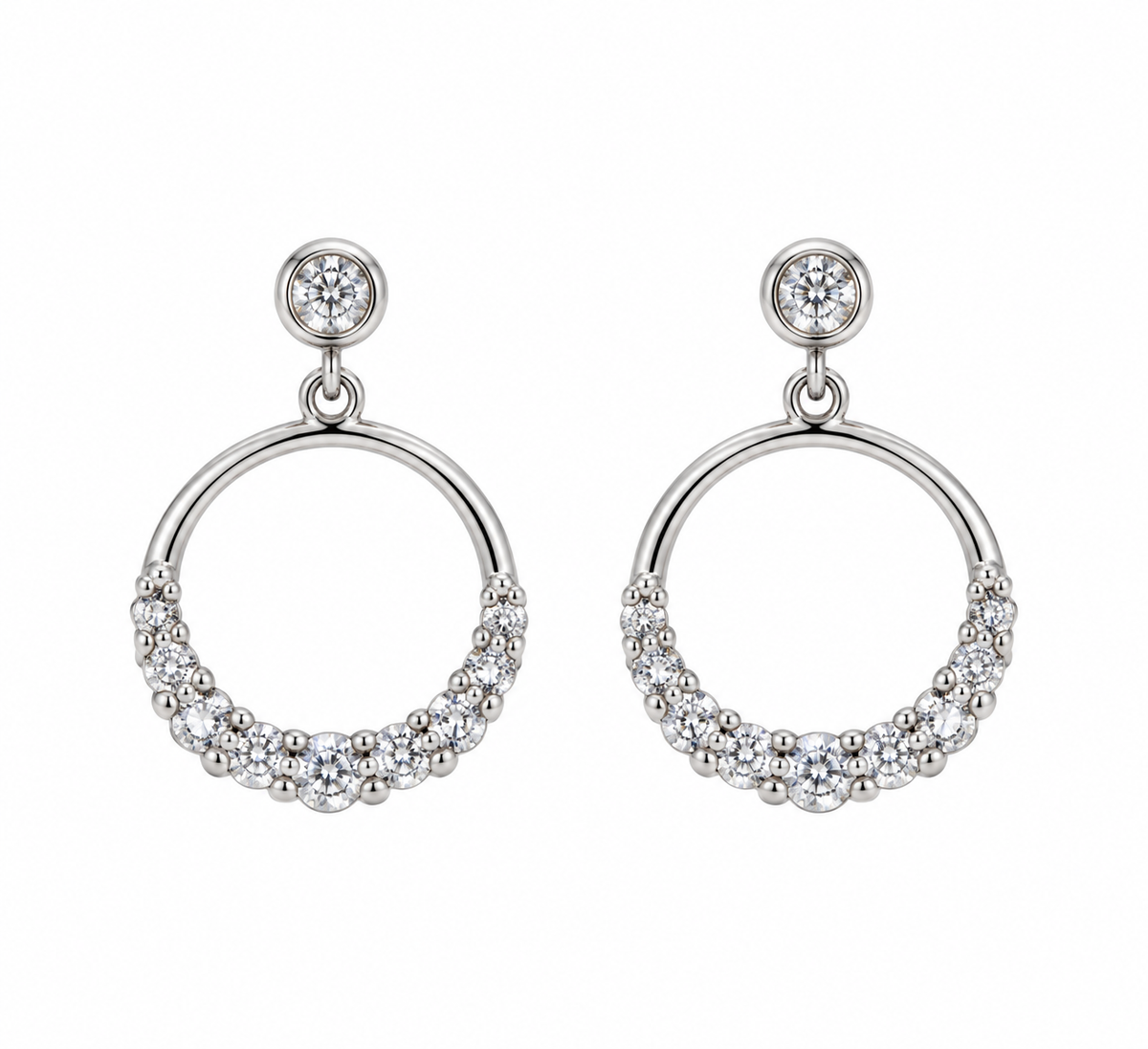 Pendientes de Plata 925 con Circonitas y Aro