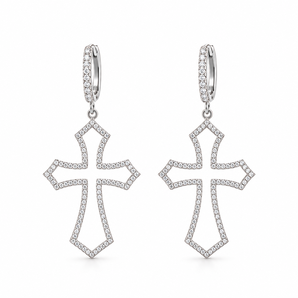 Pendientes de Plata 925 con Cruces y Circonitas