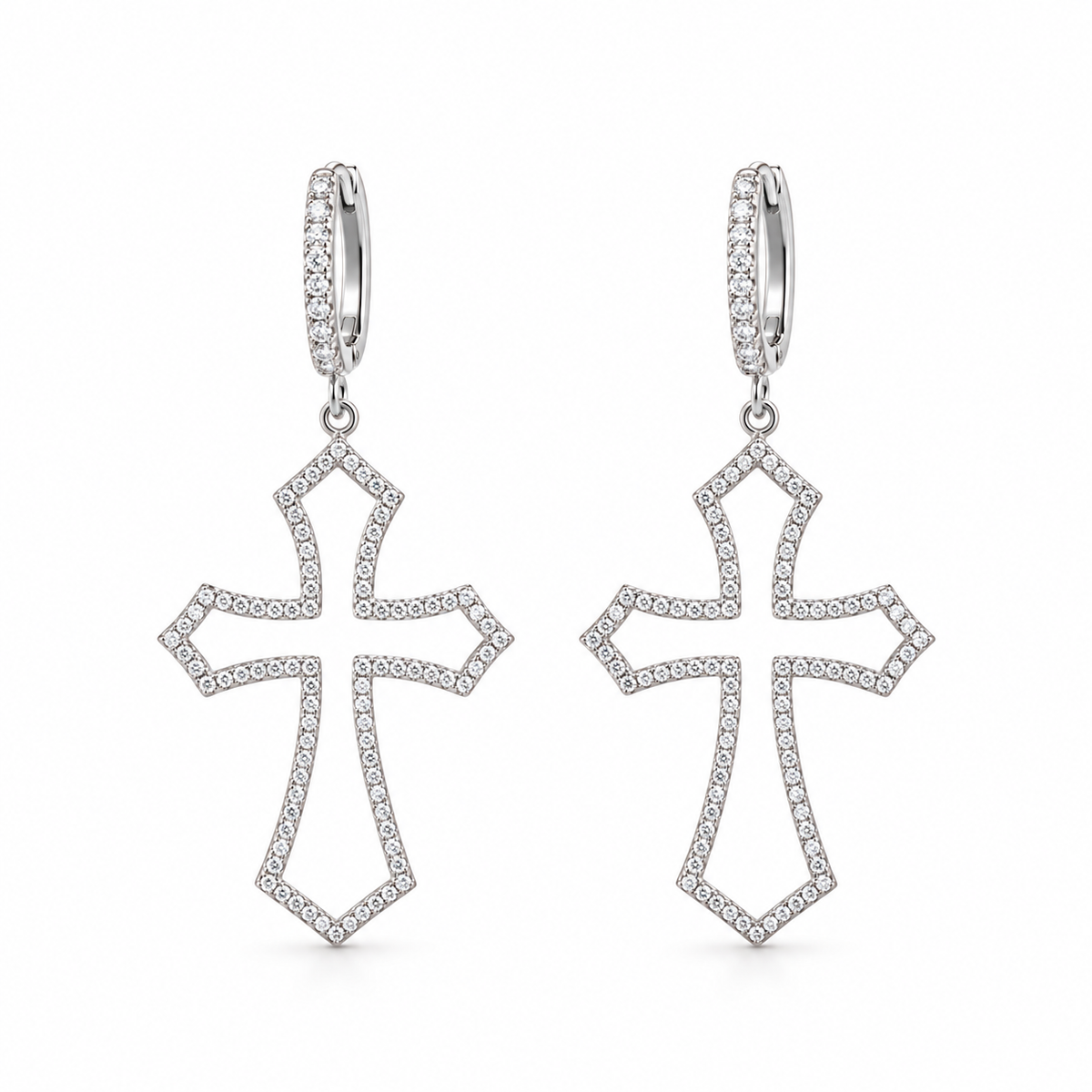 Pendientes de Plata 925 con Cruces y Circonitas