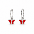 Pendientes de Plata 925 con Mariposas Rojas