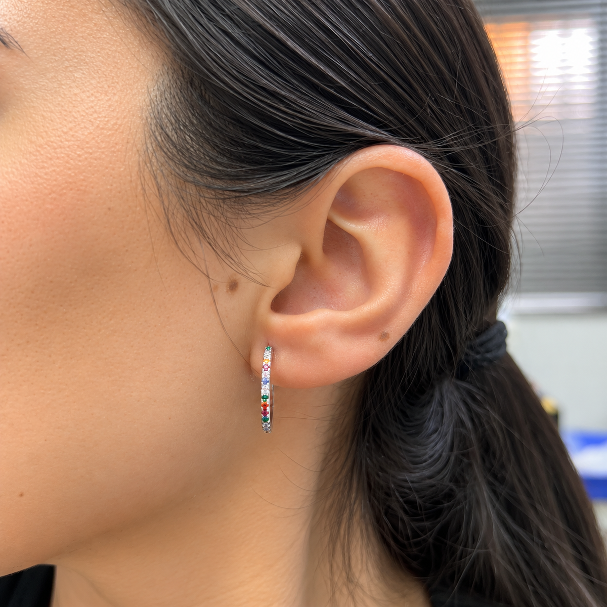 Pendientes de Aro de Plata 925 con Circonitas Multicolor