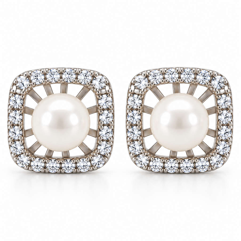 Pendientes de Plata 925 con Perla y Circonitas