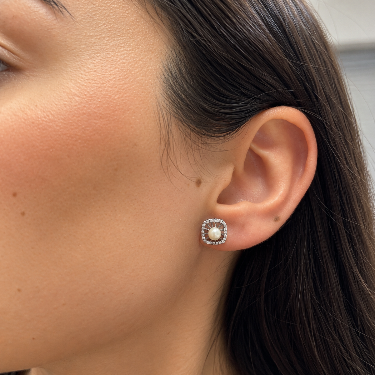 Pendientes de Plata 925 con Perla y Circonitas