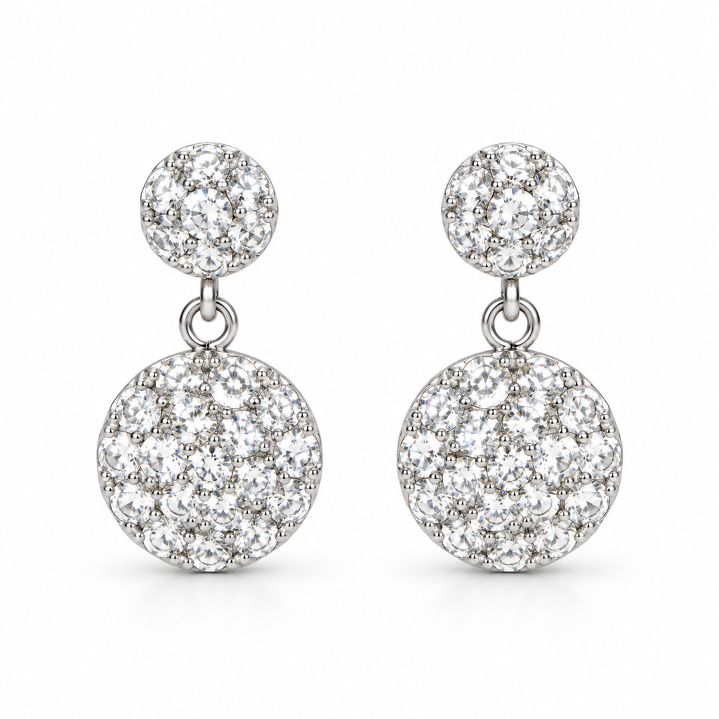 Pendientes de Plata 925 con Circonitas y Diseño Colgante