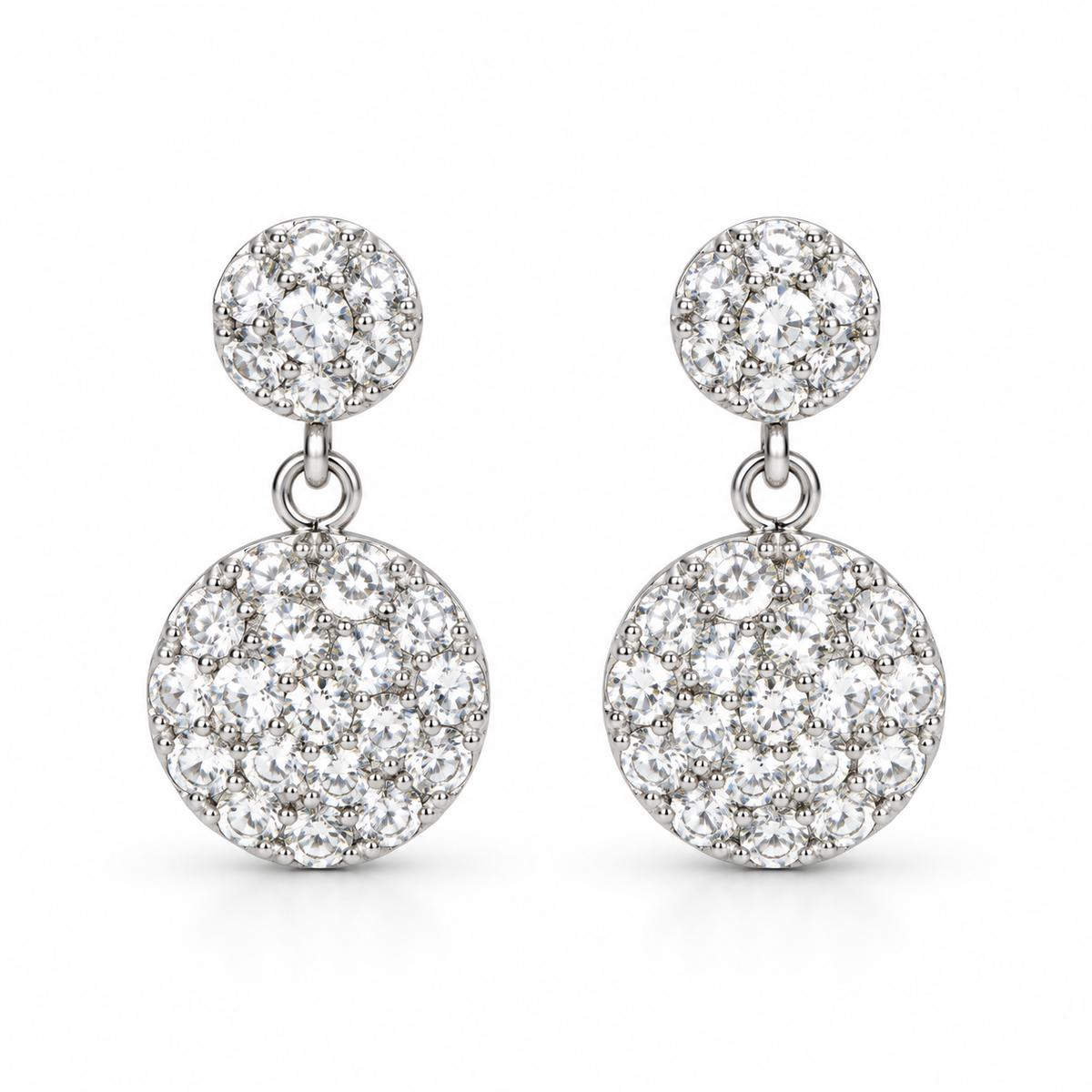 Pendientes de Plata 925 con Circonitas y Diseño Colgante