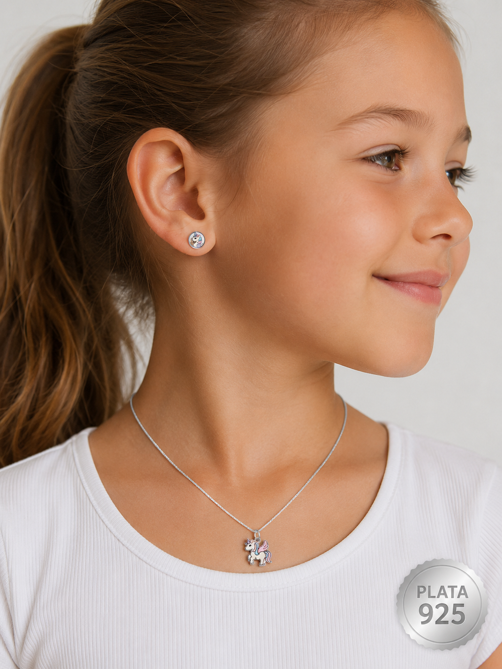 Conjunto Infantil Plata 925 Unicornio