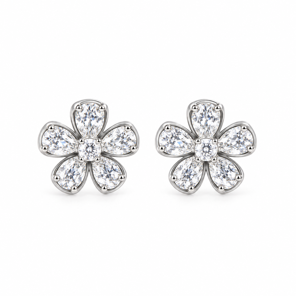 Pendientes de Plata 925 con Circonitas en Forma de Flor