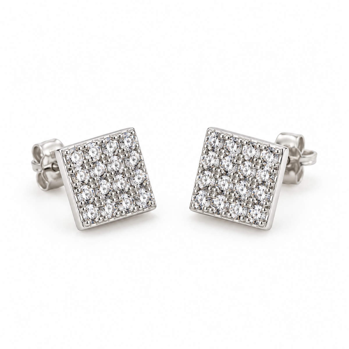 Pendientes de Plata 925 con Circonitas Cuadradas