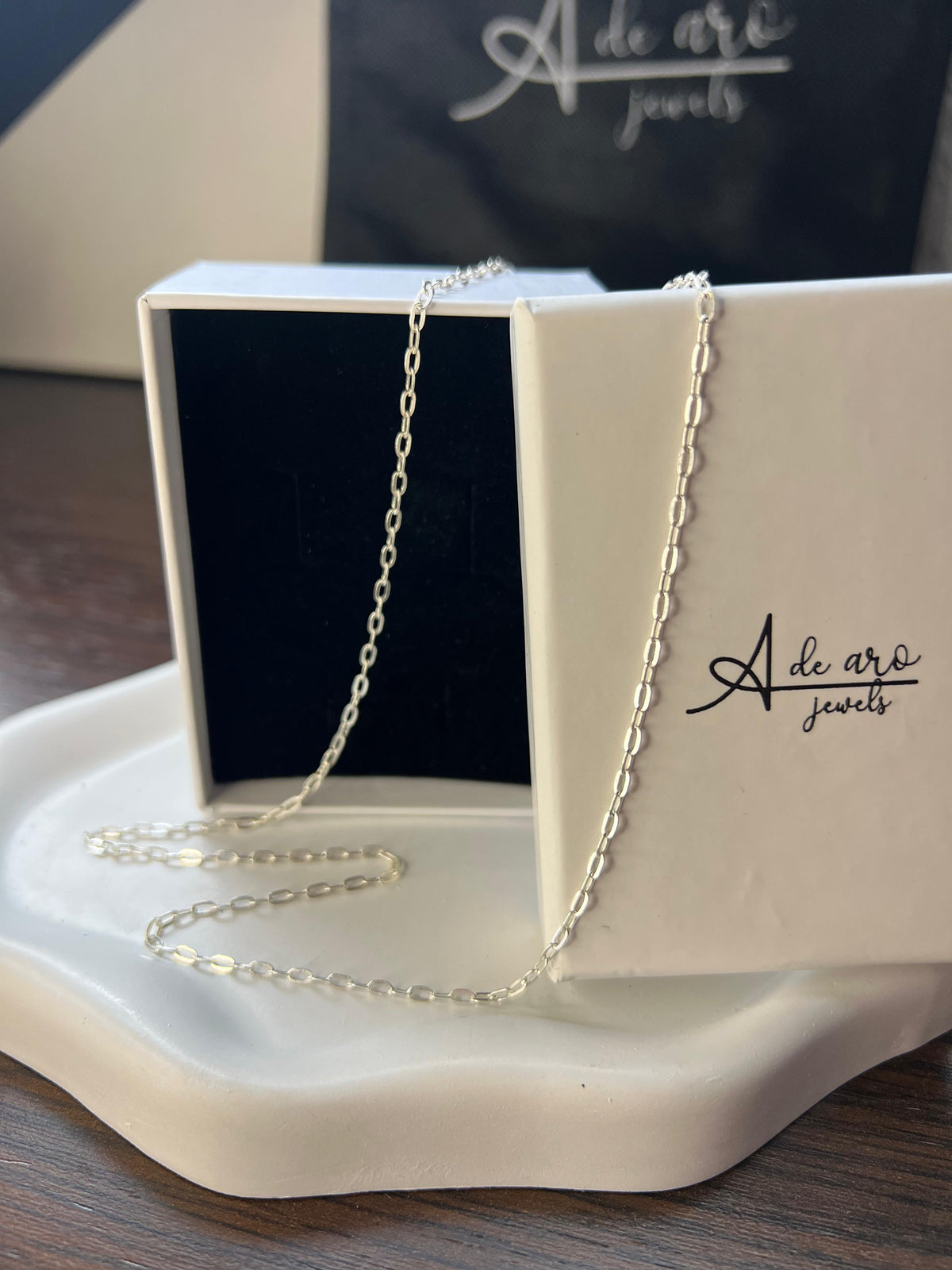 Cadena de Plata tipo Rolo Ovalada – 48 cm
