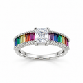 Sortija de Plata 925 con Circonitas Multicolor y Piedra Central