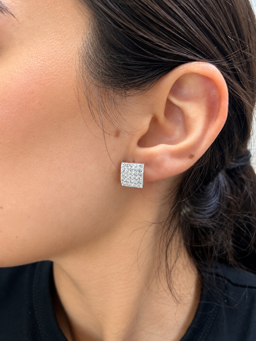 Pendientes de Plata 925 con Circonitas Cuadradas