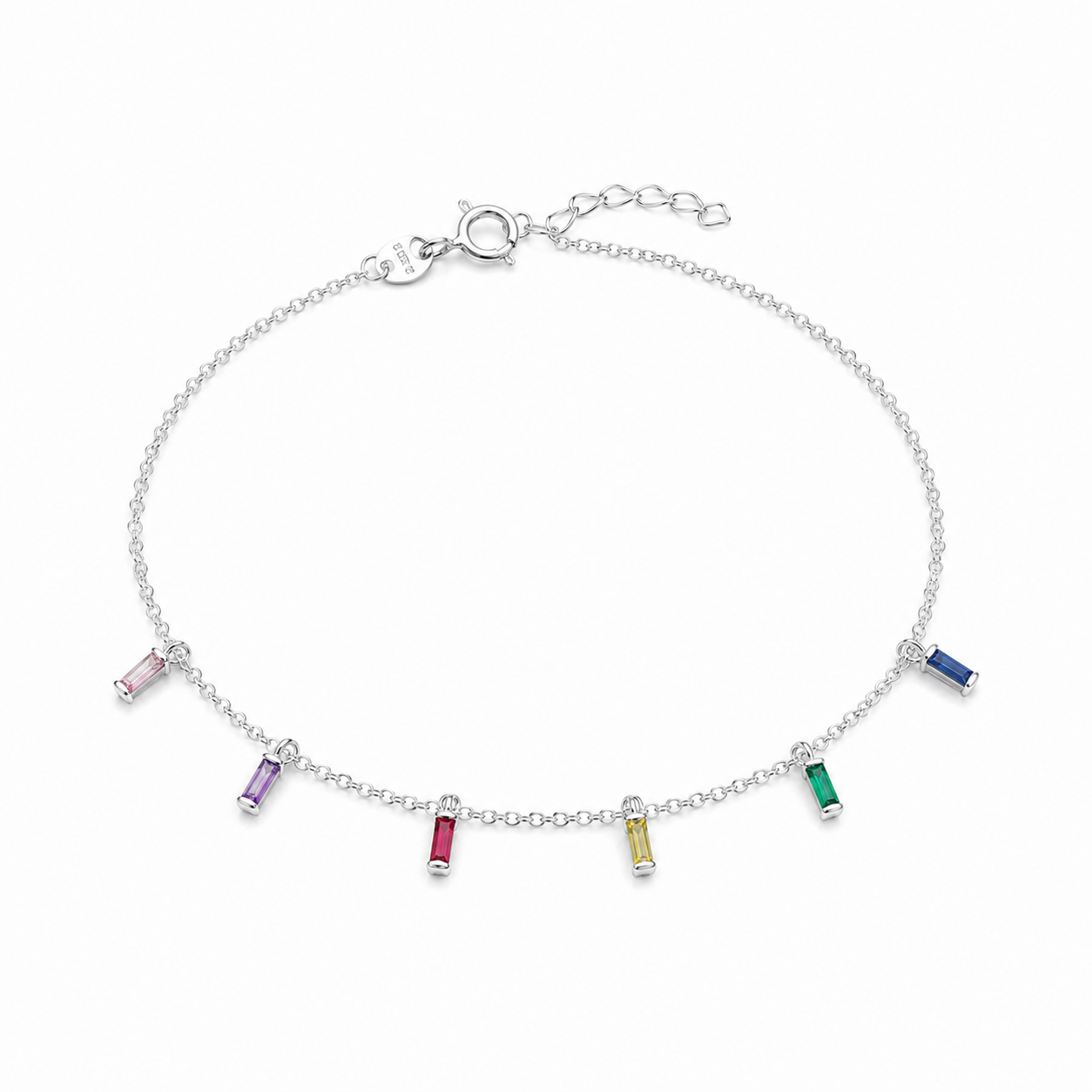 Pulsera Plata 925 Piedras Colores
