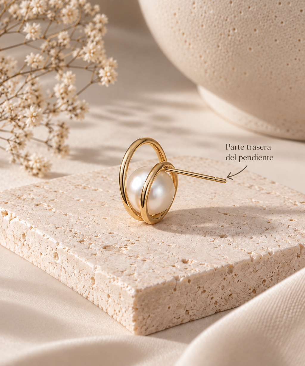 Pendientes de Oro 9K con Perla 15 mm
