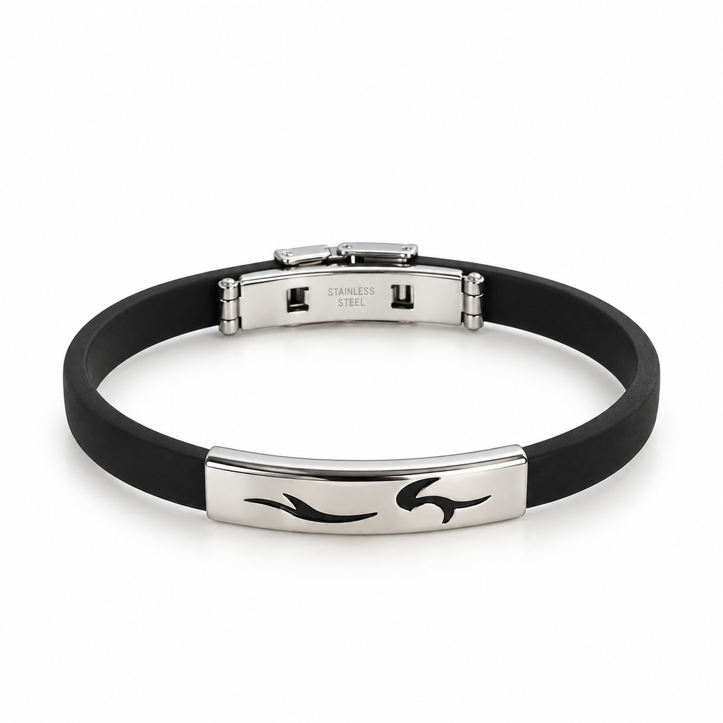 Pulsera de acero inoxidable con diseño de ola