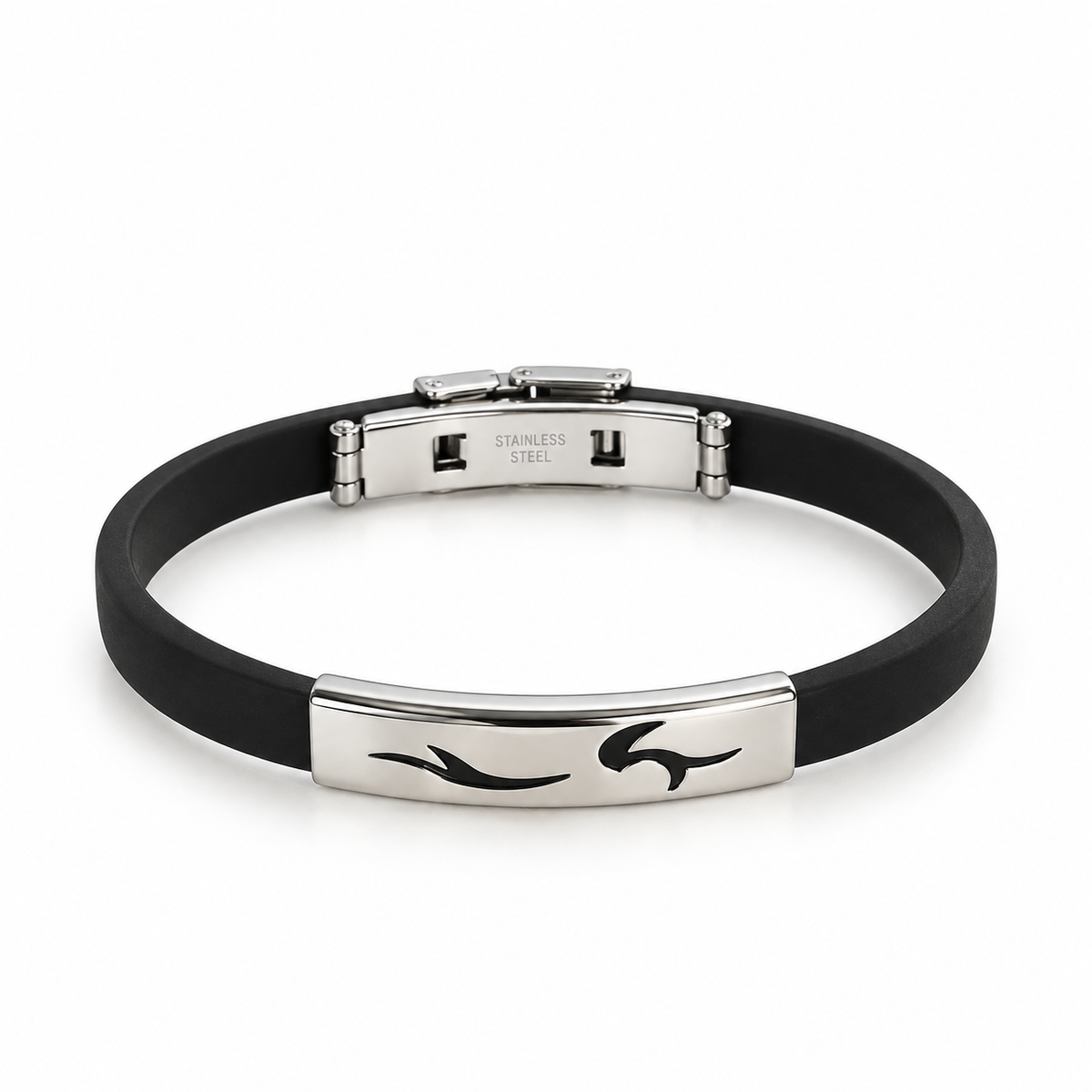 Pulsera de acero inoxidable con diseño de ola