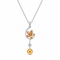 Colgante de Acero Inoxidable con Flor Bicolor