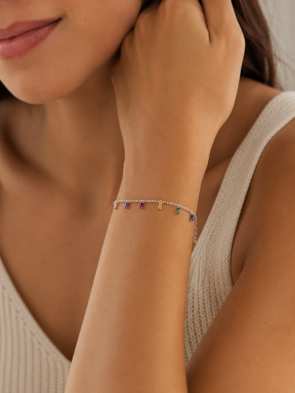 Pulsera Plata 925 Piedras Colores