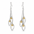 Pendientes Largos de Acero Inoxidable Bicolor Dorado y Plateado
